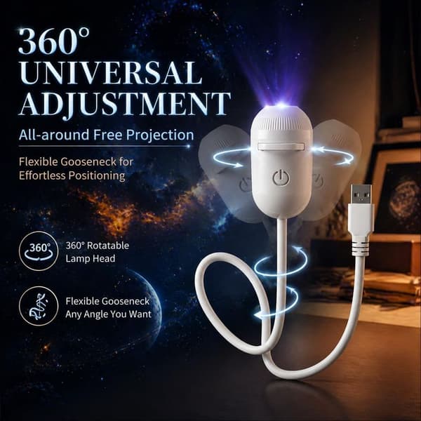 2-in-1 Galaxy Night Light, USB Galaxy Projector with 12 Slide Projection Films, 360° Adjustable Night Light for Bedroom, Mother's Day