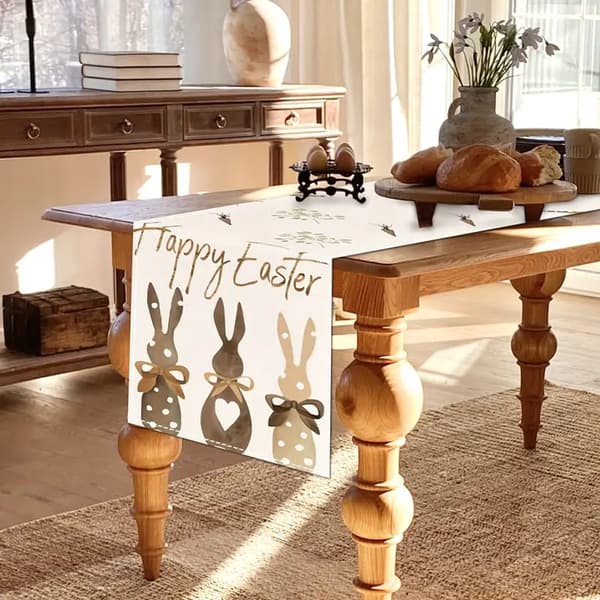 Easter Table Runner Linen 180x33 cm Table Decoration