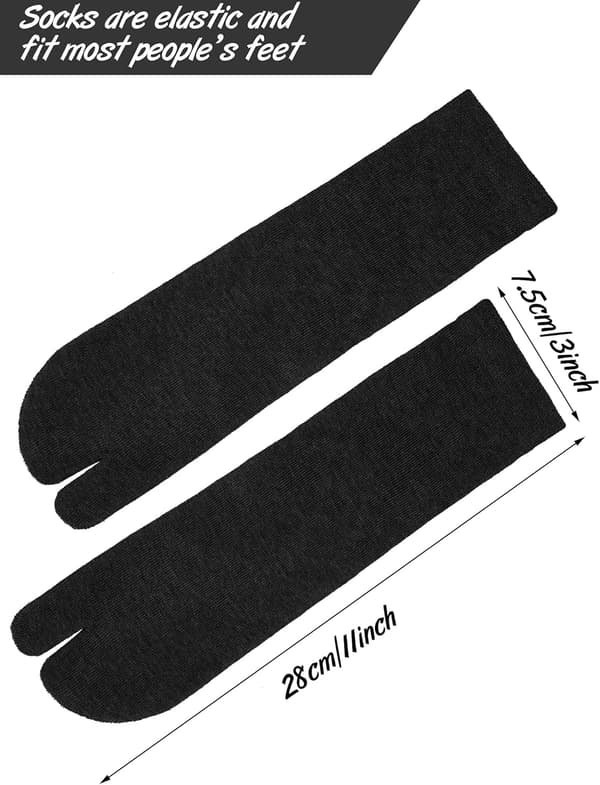 9 par flip-flop-sokker Tabi Split Toe for menn og kvinner (svart)