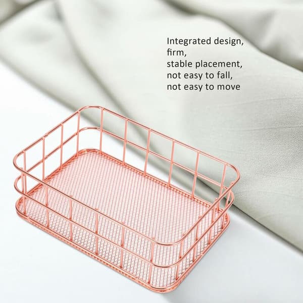 Desktop Metal Storage Basket Storage Box Iron Grid Storage Tray Mesh Basket Storage Container Gold Fruit Storage Basket