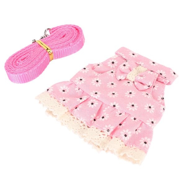 Rabbit Dress Leash Soft Adjustable Cute Small Pet Clothes with Drawstring for Ferret Guinea Pig Hamster M Pink