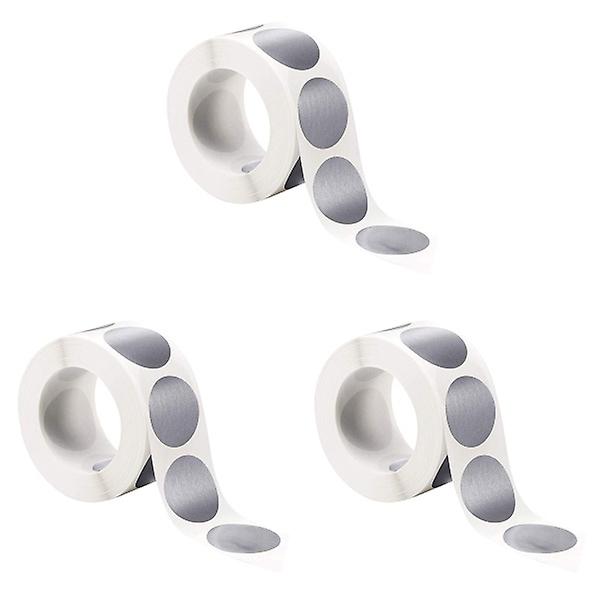3 Ruller 300 stk Skrape DIY Limklistremer Runde Etikettpapir Gaveklistremer Sølvposeklistremer Fest 3 Rolls 2.5X2.5cm