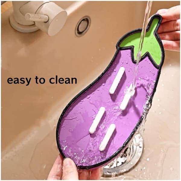 3-pack Eggplant Silicone Pot Lid Holder & Mini Drying Mat - Non-Slip Heat-Resistant Kitchen Counter Organizer