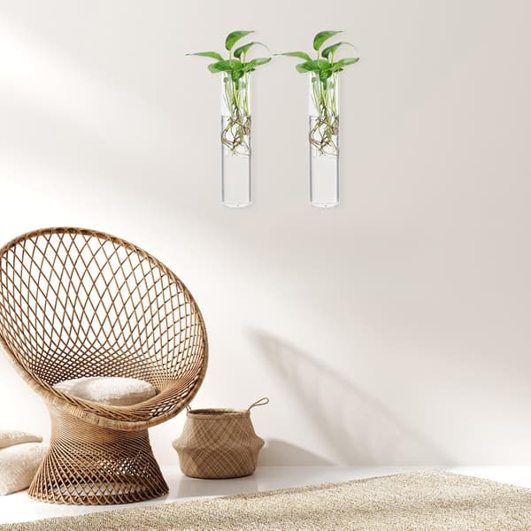 2 st väggvaser glashållare 5,5 tum cylindriskt glas minimalistiskt