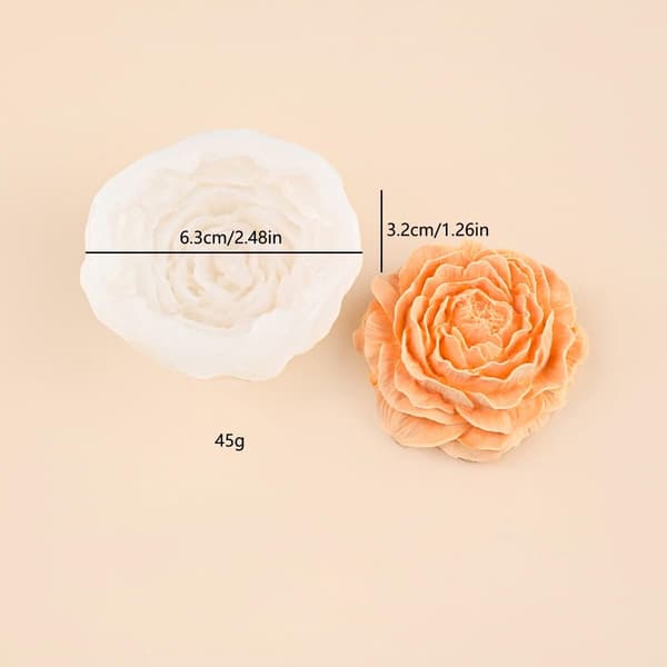 3D Peony Flower Silicone Molds Set, 3 Sizes, for Candle Making, Soap, Resin Crafts