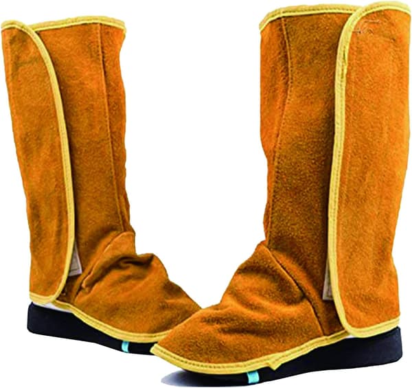 Long Leather Shoe Covers for Cowhide Boots - 1 Pair Flame Retardant Welding Protection -FA-