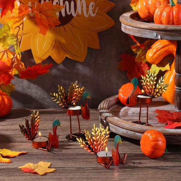 12 stykker Thanksgiving lysestage metal midtpunkter til