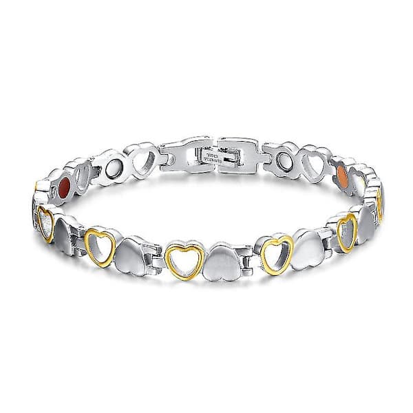 Titanium Magnetarmbånd Hjerte Hul Design Link Stilfuldt Magnetarmbånd Til Kvinder