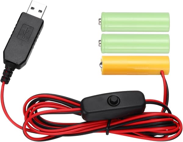 2 stk universell 5V USB strømomformer AAA-batteri på/av 3V AA 2M Black
