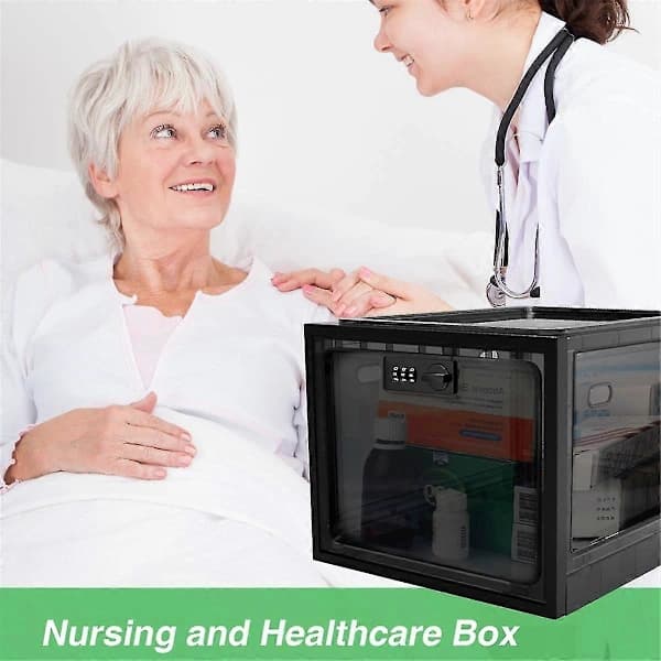 Medical Lock Box, Cell Phone Lock Box Lockable Storage Box, Refrigerator Food Lock Box Tablet Storage Cabinet, Black