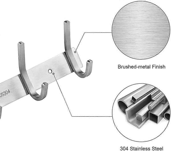 Dww-Wall Mounted Coat Rack, Stainless Steel Clothes Hooks Wall Hook for Bedroom Bathroom Kitchen (4 Hooks, Silver)