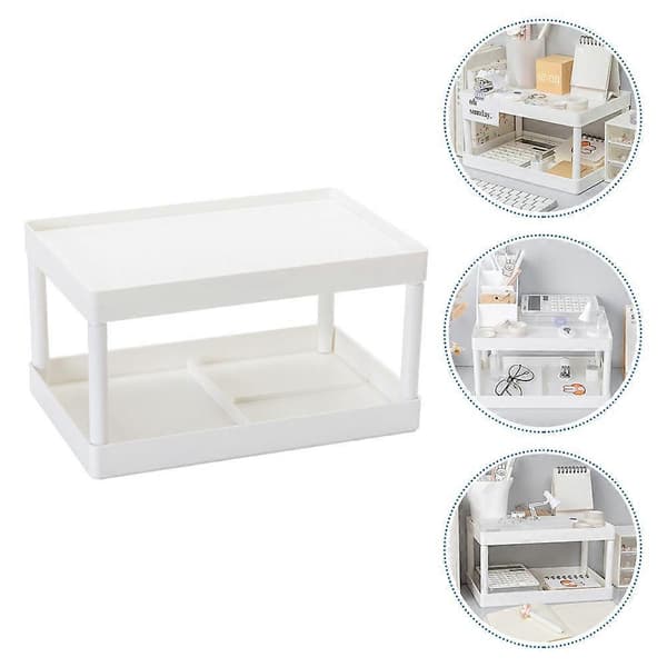 1 pc Simple Storage Shelf Double-layered Shelf Desktop Storage (White)
