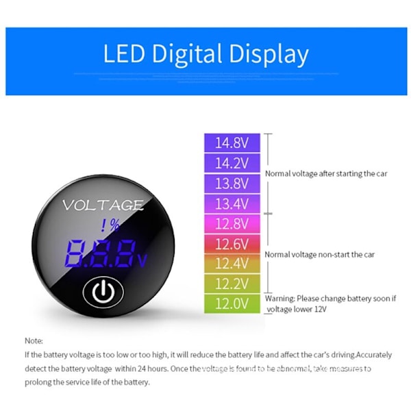 Bil Motorcykel Digital Panel Voltmeter med Tænding på LED Display Switch Meter Tester til Auto Båd Tilbehør