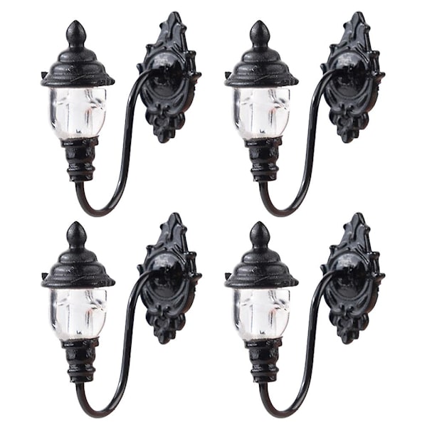 4 stk Simulerte Mini Hage Lys Modell Lys Modell Sandbord Lampe Dekorasjoner Svart 2.2X2.7CM Black 2.2X2.7CM