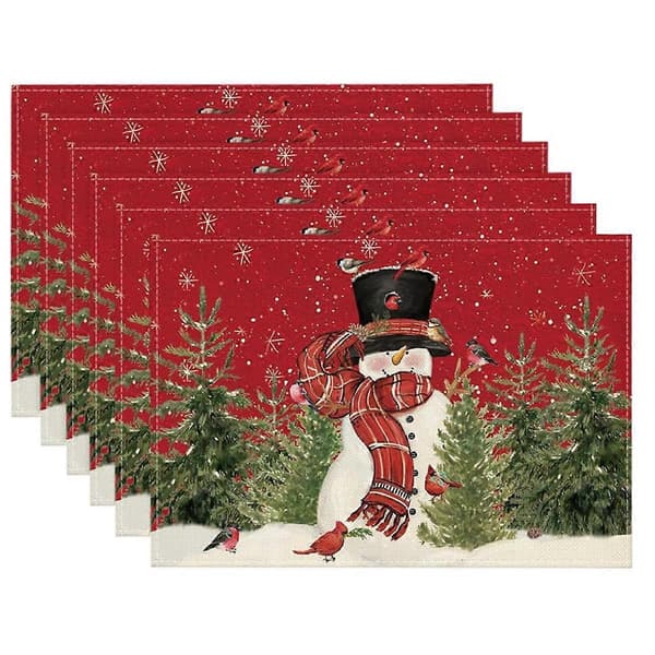 12x18 tommer sesongbaserte julebrikker vaskbare bordmatter 6 stk
