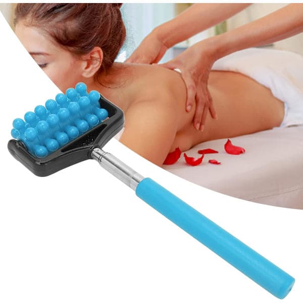 Adjustable Ergonomic Handle Durable Flexible Back Roller Massage Stick for Men Women for Arms Head (Sky Blue)_max
