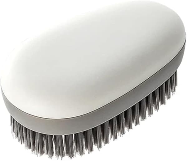 2-piece shoe brush and clothes brush set for home use. Soft bristles, does not damage fabric, multifunctional cleaning tool white
