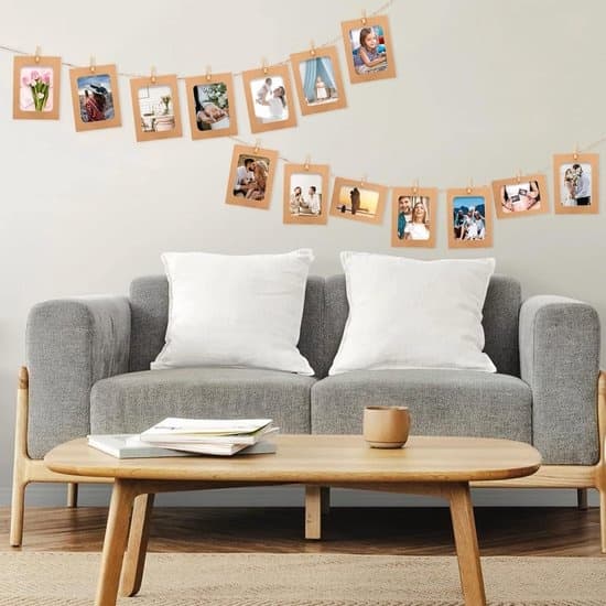 Leather Photo Frames (20 Pieces) - Photo Frames - DIY - 11.5 x 15.5 cm - Includes 20 Wooden Clips and Hemp String