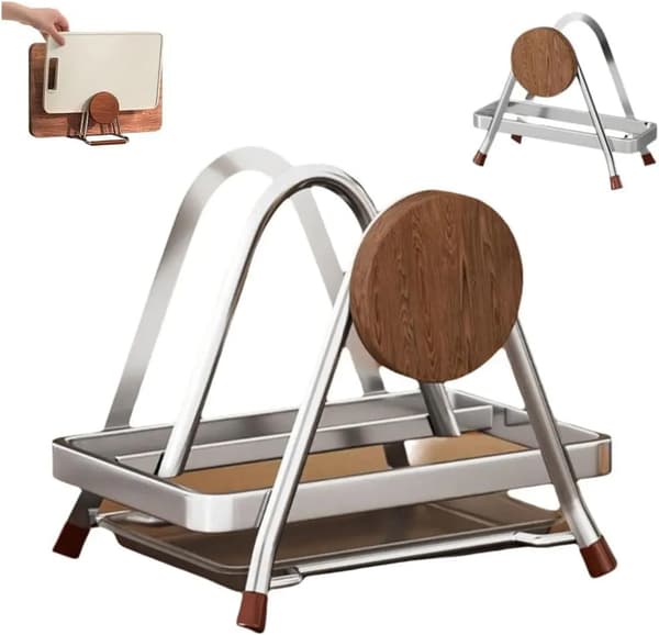 Practical Stainless Steel Cutting Board Rack, Thickened Material, Space-Saving, Pot Lid Rack, Dish Storage