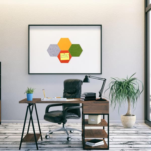 Hexagon Felt Board 9 mm Thick 8 Pcs Self-Adhesive Wall Mounted Bulletin Board