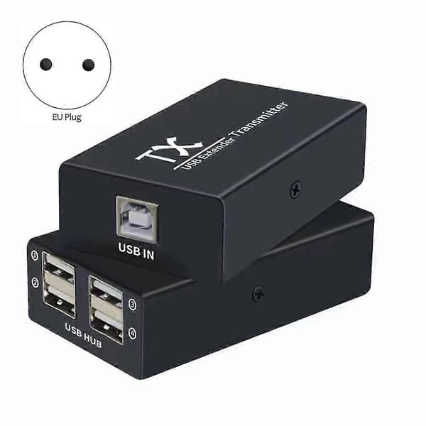 120m USB Extender 4-Port USB2.0 Hub Extender via RJ45 Ethernet USB UTP Extension Transmitter/Receiver - EU Plug