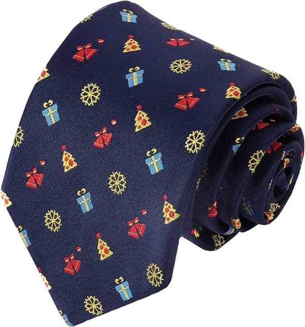 Juleklip til mænd, silkeslips til mænds julefrokost, jul-marineblå