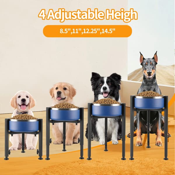 Simple Elevated Dog Bowl Stand - Adjustable Width 18-28 cm, 37 cm High Metal Elevated Feeder for Medium & Large Dogs (Bowls Not Included)