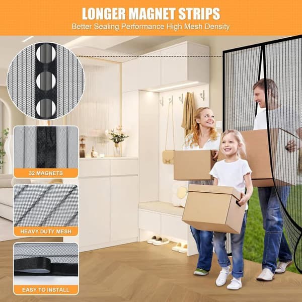Mosquito Net - Magnetic Mosquito Net Door - 95x220 cm - Automatic Closing - Hands-free Opening