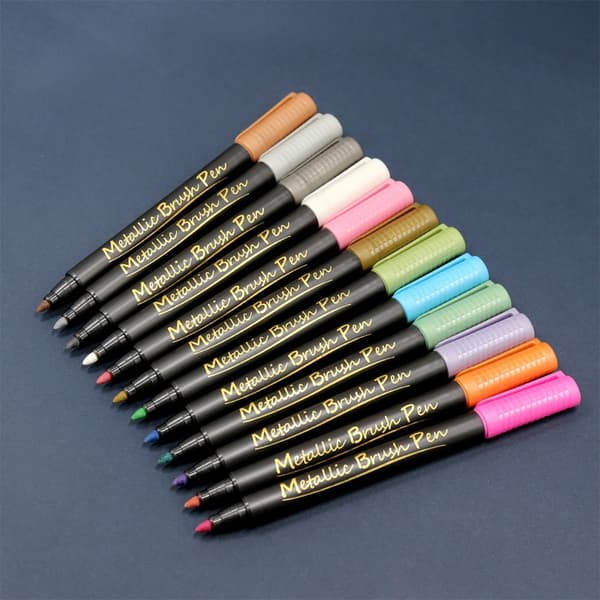 Metallic Marker Pens Sæt med 10 farver, vandbaserede, perfekte til DIY kunst og håndværk