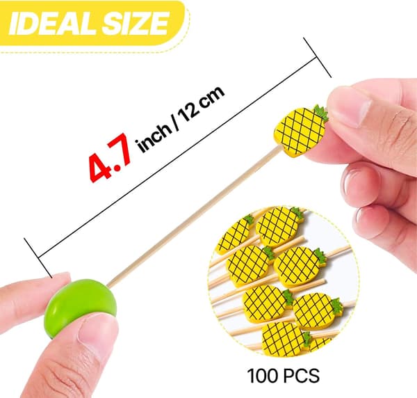 wxsp Cocktail Picks Handmade Bamboo Toothpicks 100pcs 12 cm in Yellow Pineapple Yellow Pineapple 100pcs