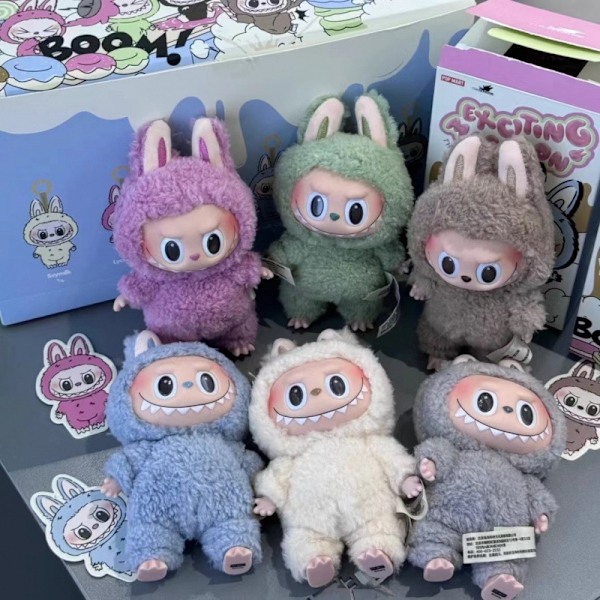 Labuba 1. generasjons vinylansikt plysjdukke Macaron Bubble-serie morsom blindboks én ende 6 Bubu-generasjon One end 6 Bubu generation 17cm
