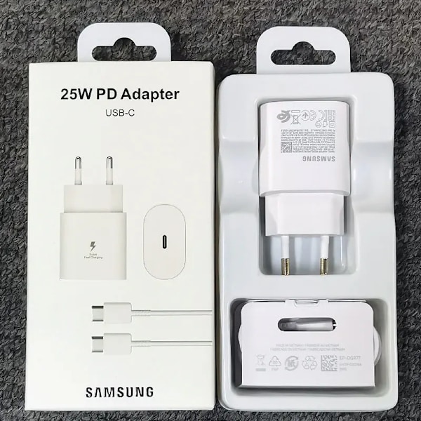 Samsung A15 A25 A35 A55 A54 A73 25W PD Oplader Superhurtig Opladningsadapter Til Galaxy S24 S23 S22 S21 S20 Note 20 Ultra 10 Plus FE Black-With 3A Cable