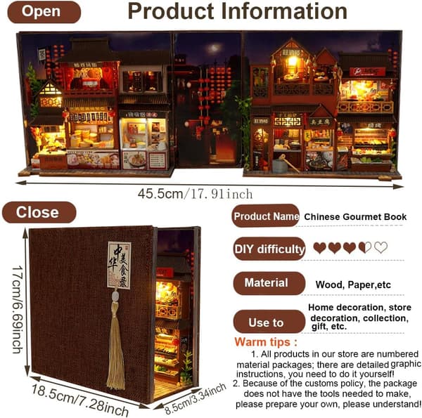 Book Nook, DIY Wooden Puzzle - 3D Miniature Scene - Bookshelf Insert Kit - Handmade
