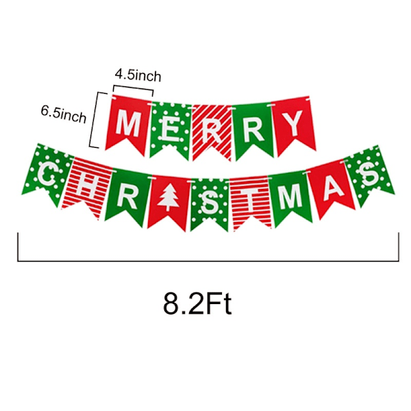 Punainen Vihreä Joululippu Merry Christmas Paper Banner Juhlalippu Merry Christmas Kirjainlippu Joulu