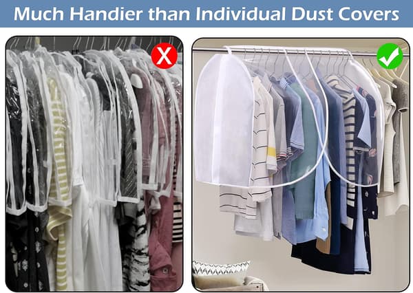 Hanging Wardrobe Cover for Storage, Dustproof Shoulder Protector, Garment Bag