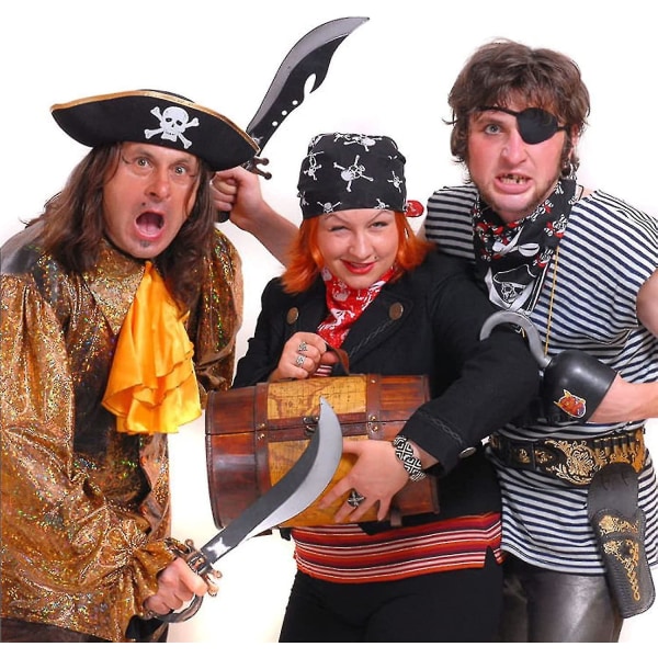 2-pak børnefiltpirathatte - Trekantede piratfesthatte - kranietryk Piratkaptajnkostume - fest