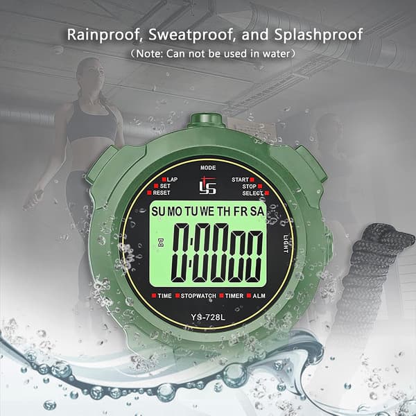 Professional Sports Stopwatch with Light Function and Silent Mode, Suitable for Gym and Swimming Pool