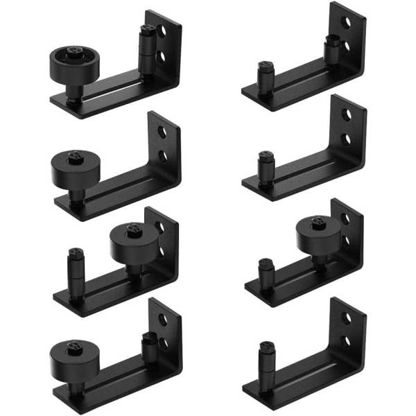 2 Pakk Heavy Duty Skydedørs Gulvguide til Nederste Justerbar Rulle, 8 Opsætningsmuligheder, Flad Skydedørs Gulvguide Stay Rulle (Sort)