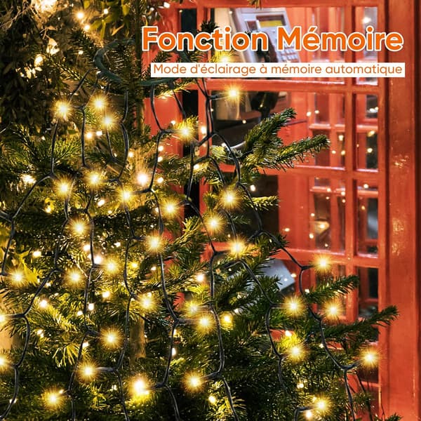 280 LED Christmas Tree Light String, 2m x 8m Outdoor Waterproof LED Christmas Tree Decoration (1.5-2.8m Tree)