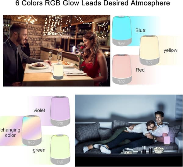 Sunrise Simulation Alarm Clock Night Light 3 Modes Dimmable RGB Bedside Lamp Touch Wake [Ho]