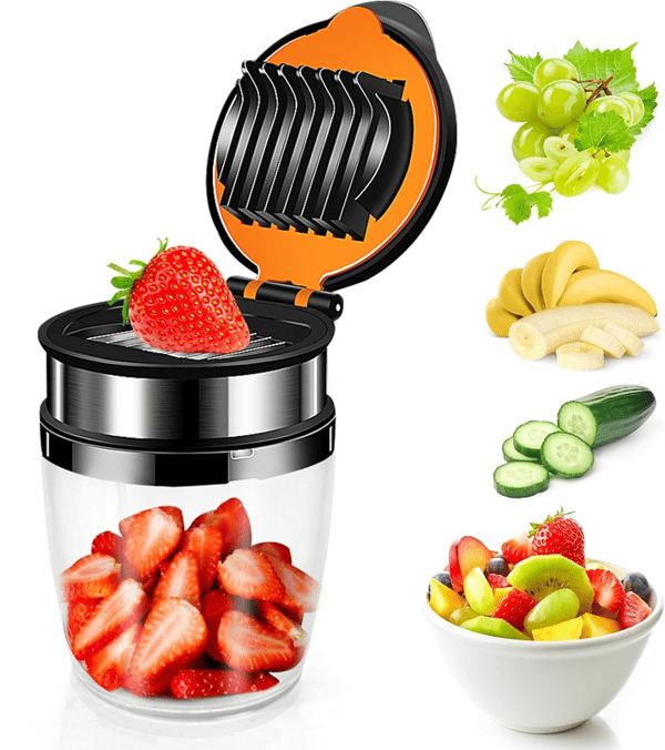Jordbærkutter, Egg-/Banan-/Drue-/Sopp-/Kiwi-hakker, Mini fruktskiver i rustfritt stål, Kjøkkenredskaper