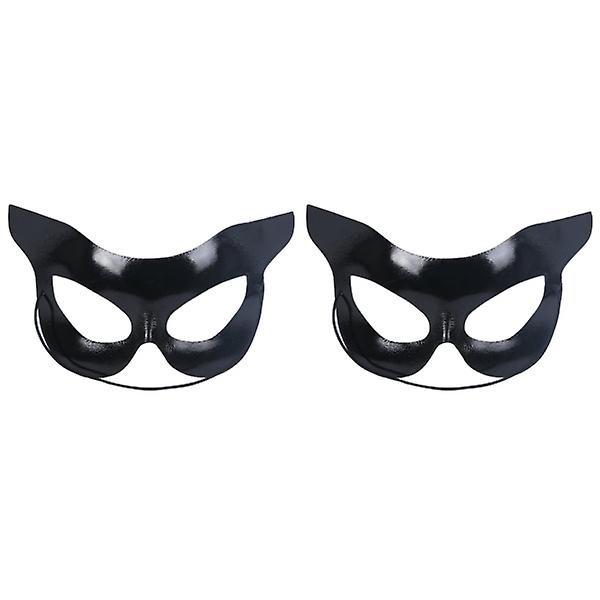 3 stk Sexy Maske Halv Ansikt Festmaske Maskerade Halloween Katt Form Kostyme Svart Maskerade Maske Bil 2pcs 16X10cm