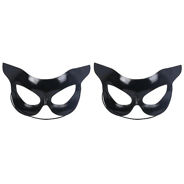 3st sexig mask halvansikte festmask maskerad Halloween kattform kostym svart maskerad mask bil 2pcs 16X10cm