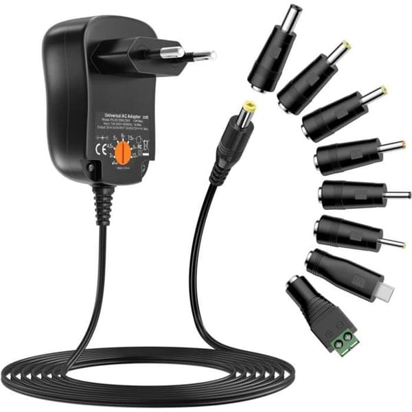 Universal AC DC 12V 1A Strømadapter med 8 stik Strømforsyning Transformer YYV
