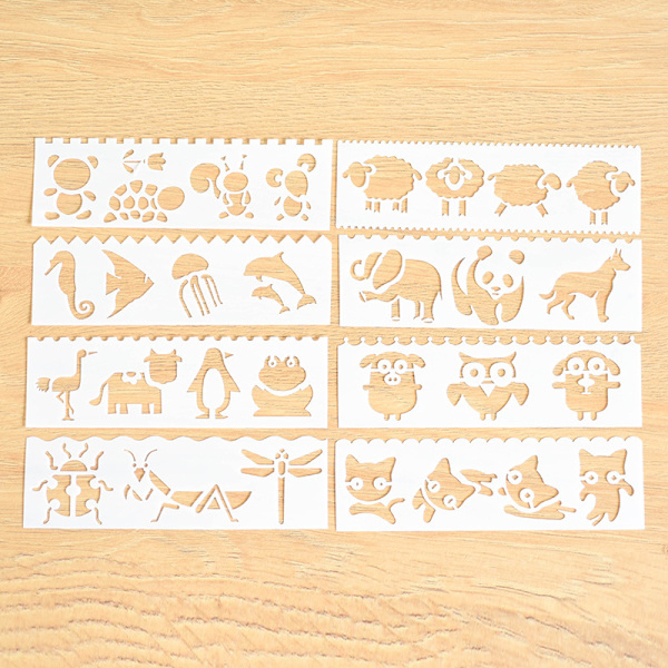 8 kpl Sekalaisia Piirustusstencilit, Kuva, Maalaus, Stencil, Leikkikalut, Piirustusstencil Malli