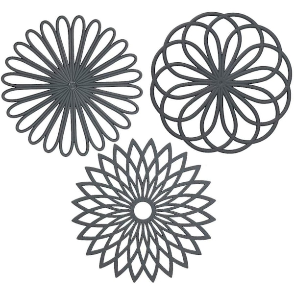 Silikon Grytekluter 7.87\" Multibruk Varmebestandig Sklisikker Slitesterk Hot Pad Sett Med 3 For Benkeplater & Bord (grå, Geometrisk Form)