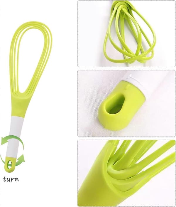 2 stk roterbare og sammenleggbare manuelle eggvisper, non-stick eggvisper, multifunksjonelle håndmiksere (grønn, gul)