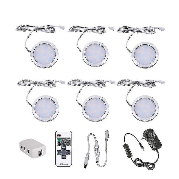 Dimmable 12V LED Puck Lighting for Cabinets and Shelves (6-pack) (BT)