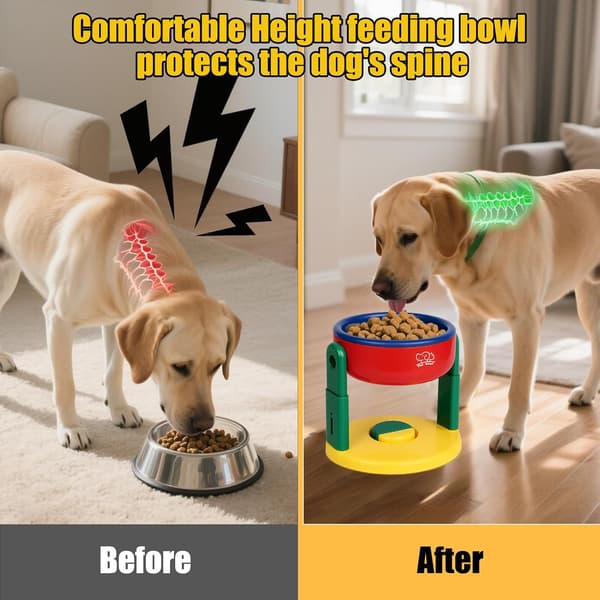 Adjustable Elevated Dog Bowl with Suction Cup - Non-Slip Raised Feeder for Small, Medium, and Large Dogs and Cats, Tip-Proof Design