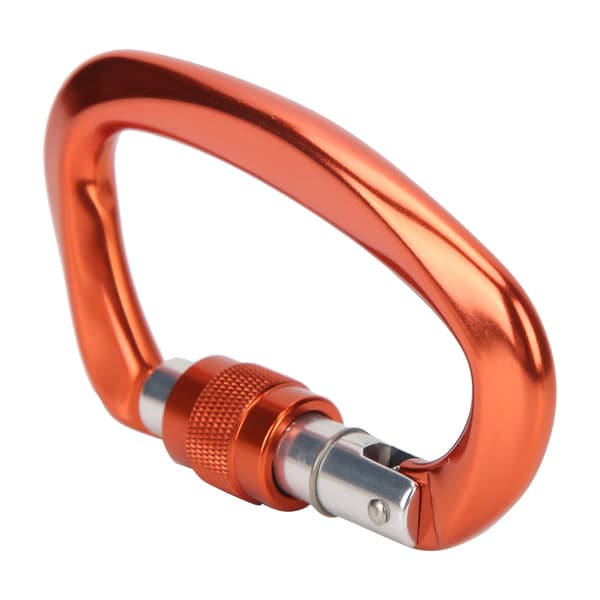 Kraftige D-formede låsekarabiner i legering til bjergbestigning, Tangerine